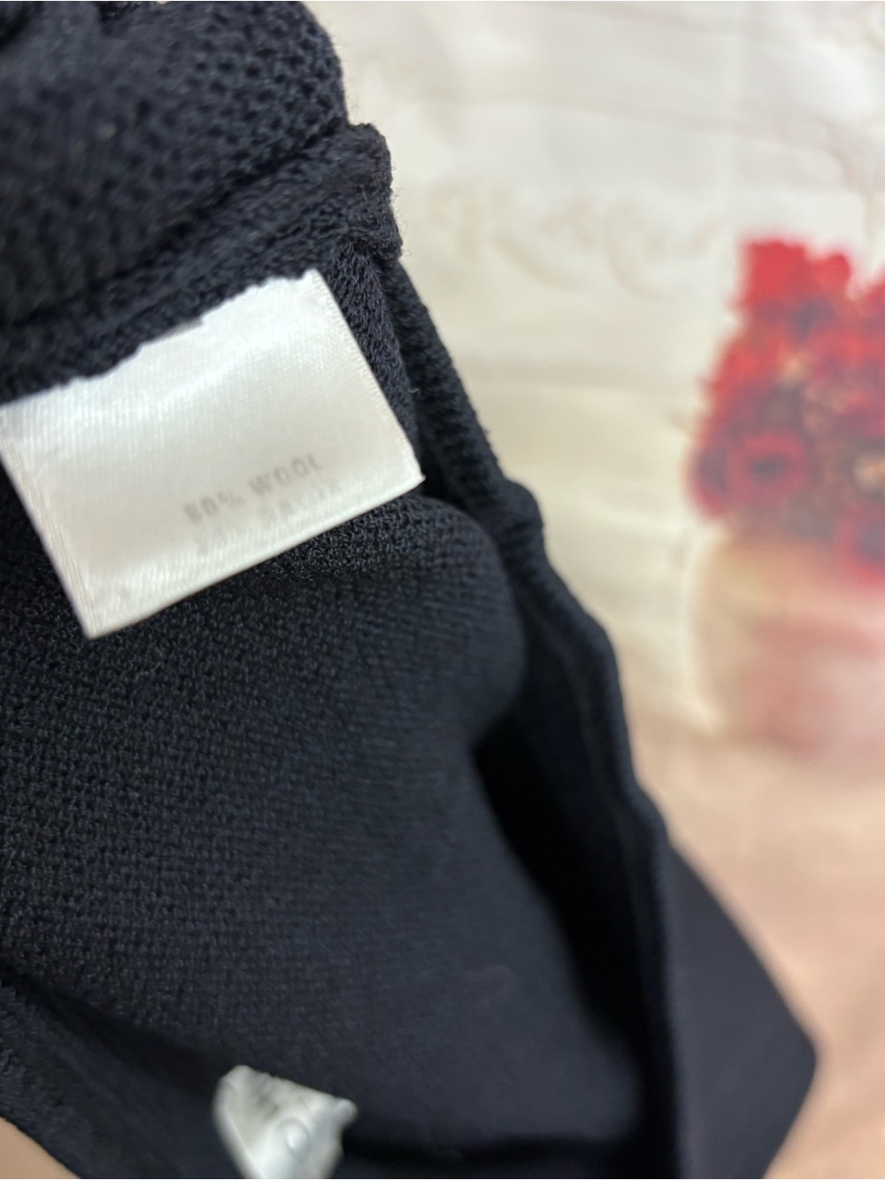 St. John Black Wide-Leg Ribbed Knit Pants - Picture 8 of 9